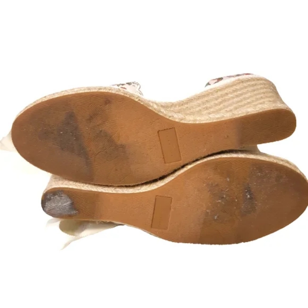 Veronica Beard Soleil Espadrille Wedge Sandals in Floral White Block Heel - Picture 11 of 11